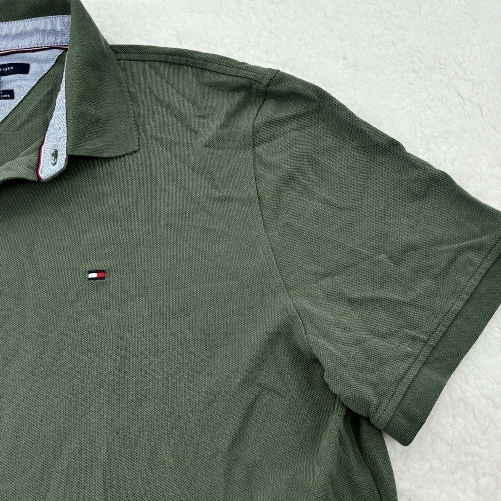 Tommy Hilfiger Men’s Regular Short Sleeves Polo Shirt XL Custom Fit in Olive - Picture 11 of 14